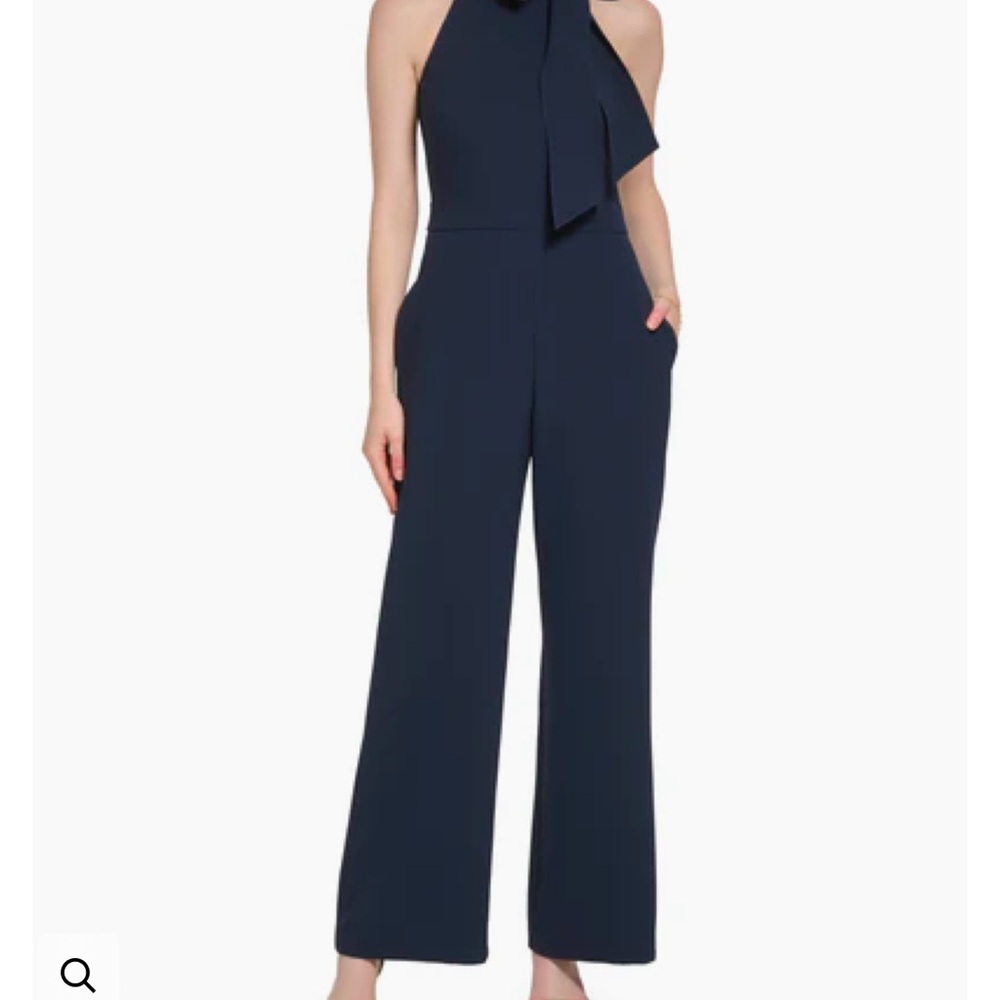 Black Wide Leg Bow Neck Halter Jumpsuit